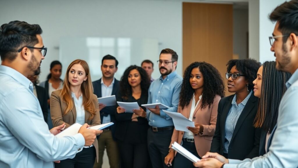 Business professionals in a training session
