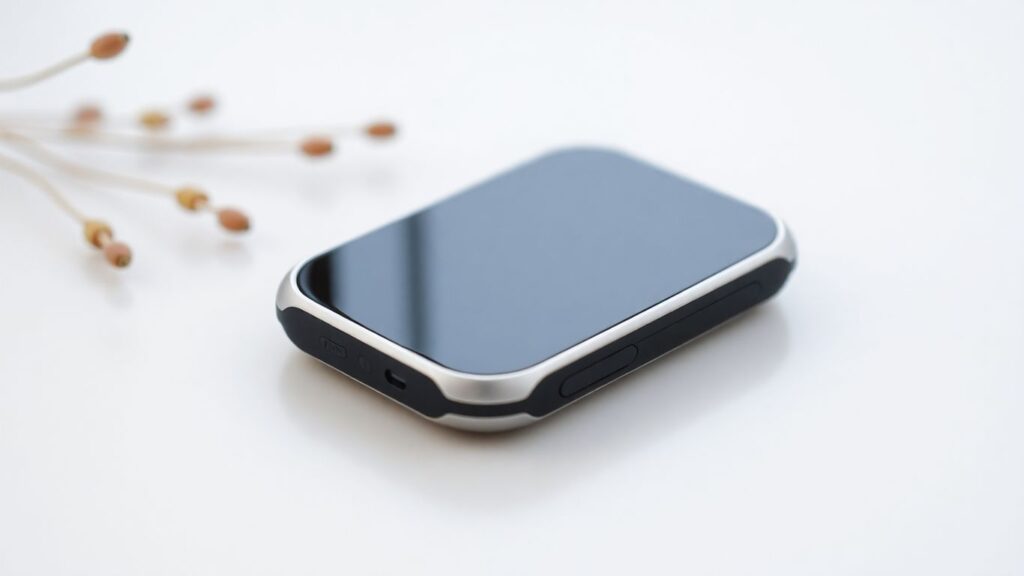 Modern health tracker device on a clean surface.