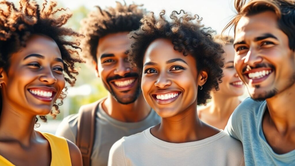 People smiling, looking healthy and happy.