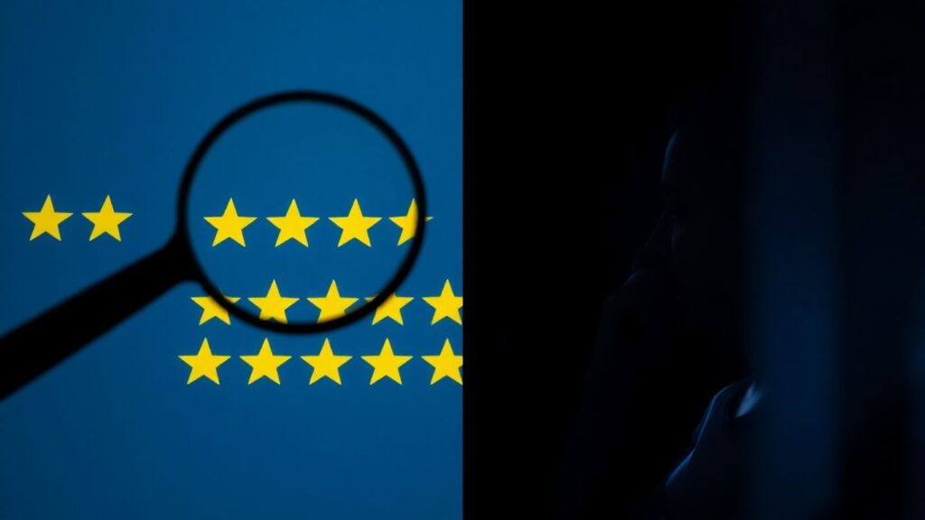 Review manipulation concept with stars and silhouette.